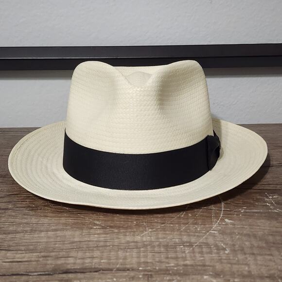 Stetson Panama Lightweight Straw Summer Fedora Hat Traveler Size Large Natural - Picture 1 of 5